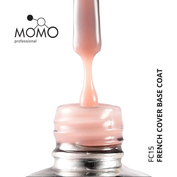 Momo Professional Kalıcı Oje French Cover Rubber Base Coat FC15, Şeftali, 10 ml