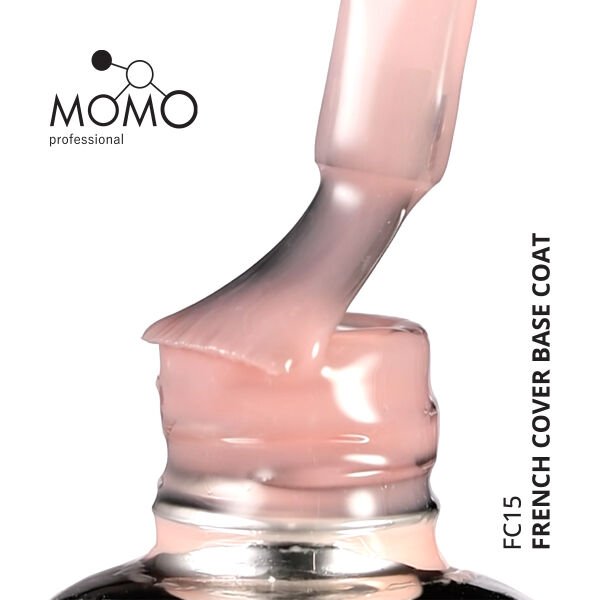 Momo Professional Kalıcı Oje French Cover Rubber Base Coat FC15, Şeftali, 10 ml