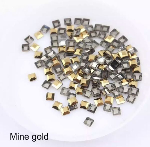 Taş Kare Mine Gold 4mm 2 Adet