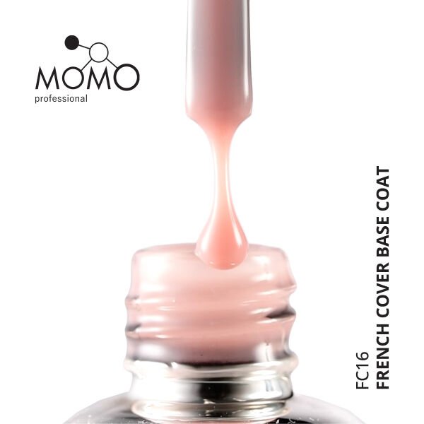 Momo Professional Kalıcı Oje French Cover Rubber Base Coat FC16, Koyu Nude Pembe, 10 ml
