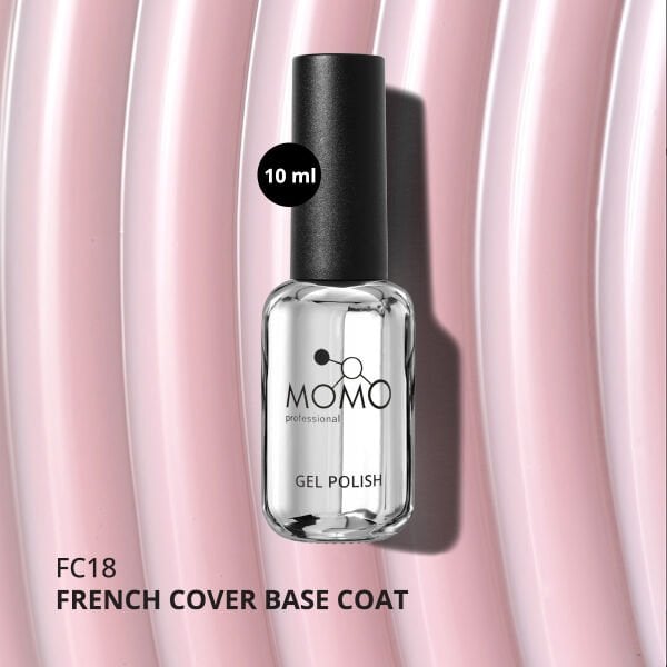 Momo Professional Kalıcı Oje French Cover Rubber Base Coat FC18, Açık Pudra Pembe, 10 ml