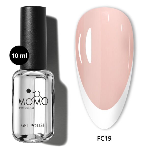Momo Professional Kalıcı Oje French Cover Rubber Base Coat FC19, Pudra Pembe, 10 ml