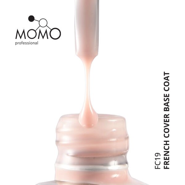 Momo Professional Kalıcı Oje French Cover Rubber Base Coat FC19, Pudra Pembe, 10 ml