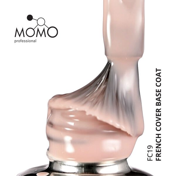 Momo Professional Kalıcı Oje French Cover Rubber Base Coat FC19, Pudra Pembe, 10 ml