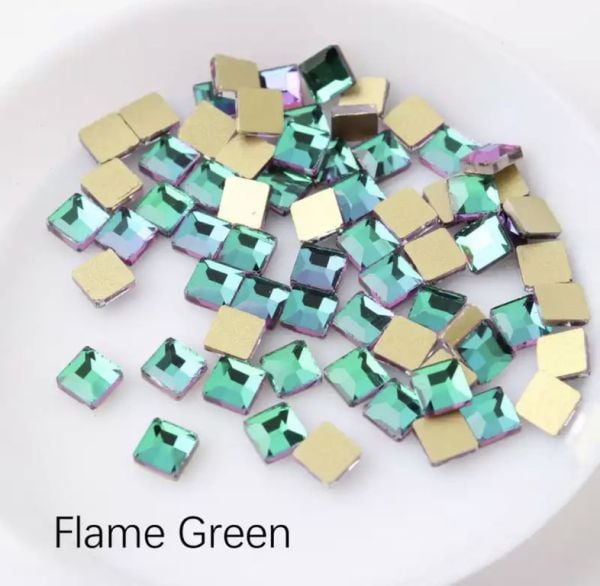 Taş Kare Flame Green 4mm 2 Adet