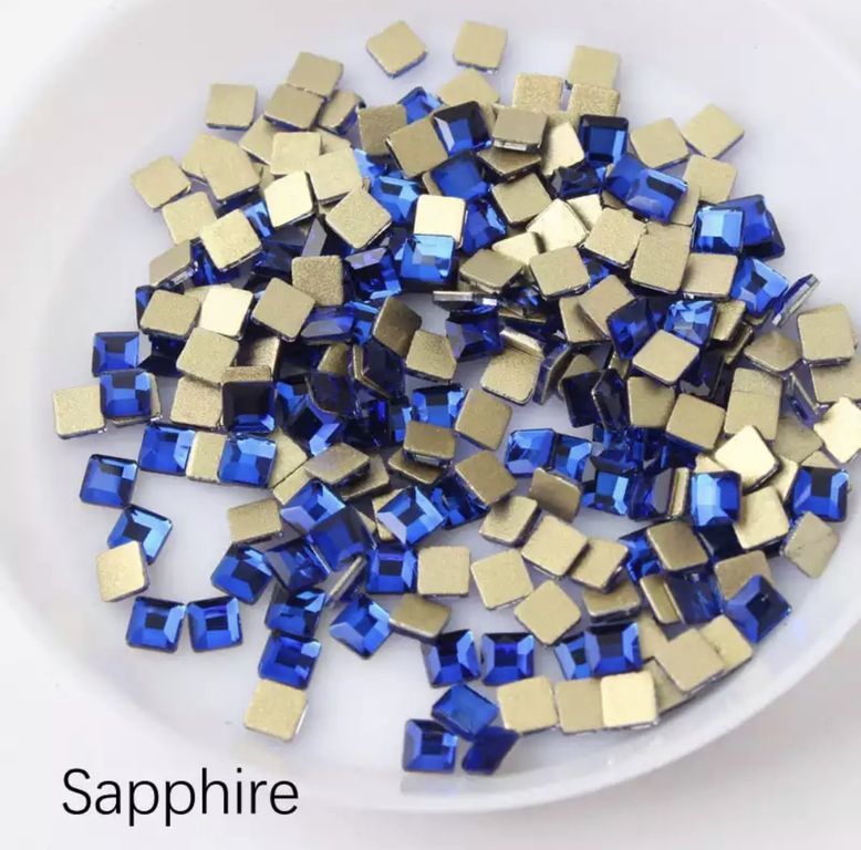Taş Kare Sapphire 3mm 4 Adet